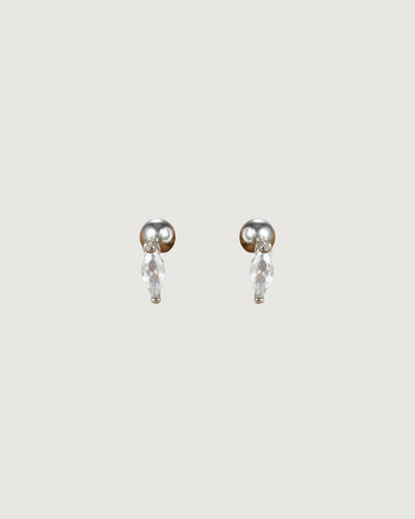 MARQUISE-CUT STUD EARRINGS SILVER - STUDIO JO STORE